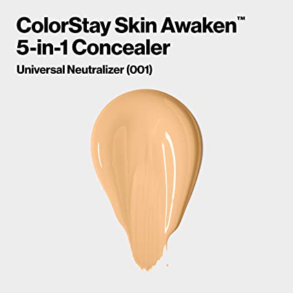 Revlon ColorStay Skin Awaken 5-in-1 Concealer, Lightweight, Creamy Longlasting Face Makeup with Caffeine & Vitamin C, For Imperfections, Dark Circles & Redness, 077 Cinnamon, 0.27 fl oz