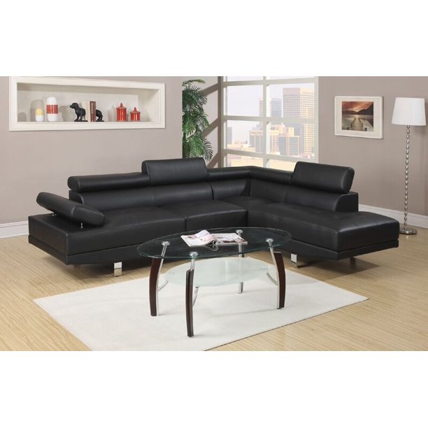 Simple Relax Faux Leather 2-Piece Sectional Sofa with Functional Armrest and Back Support