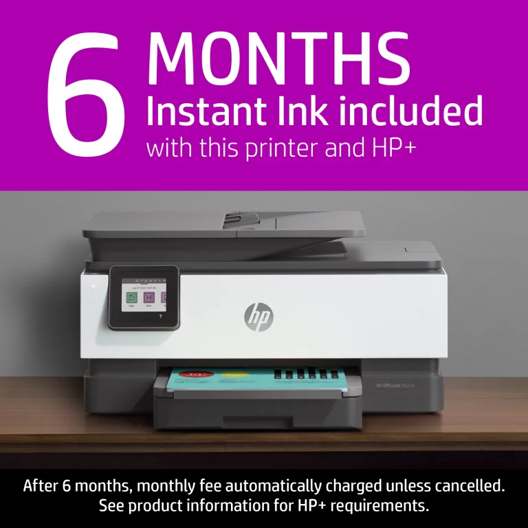 HP OfficeJet 8022e All-in-One Wireless Color Inkjet Printer – 6 Months Free Instant Ink with HP+