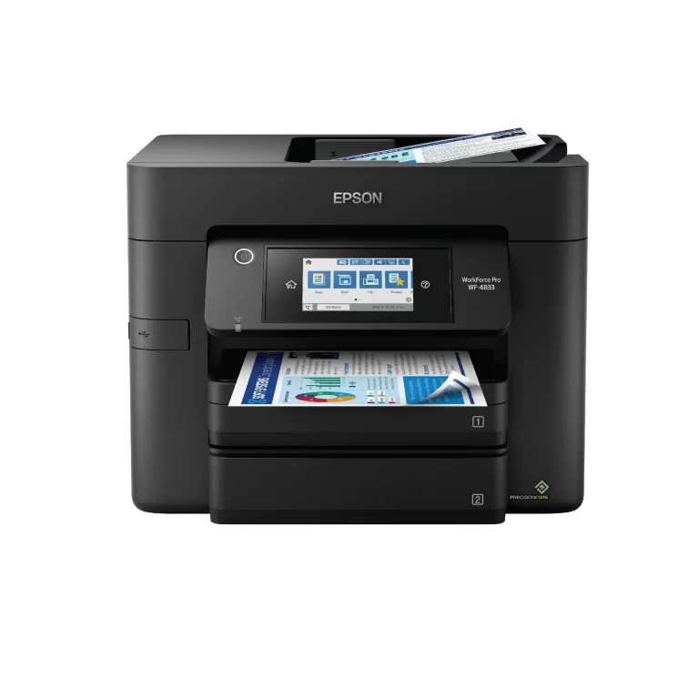 Epson WorkForce Pro WF-4833 Wireless All-in-One Printer with Auto 2-Sided Print, Copy, Scan and Fax, 50-Page ADF, 500-Sheet Paper Capacity, and 4.3″ Color Touchscreen