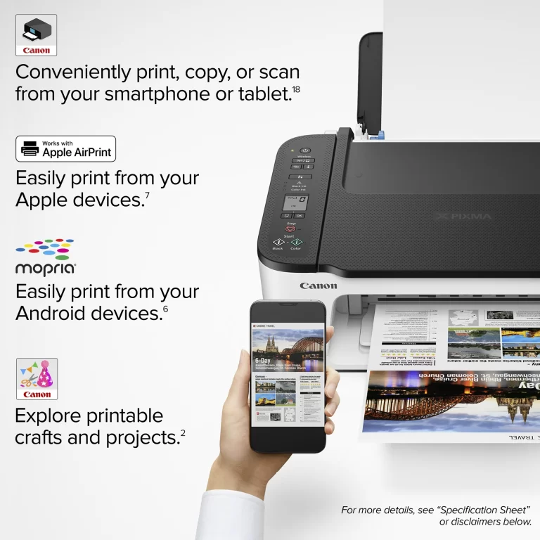 Canon PIXMA TS3522 All-In-One Wireless InkJet Printer with Print, Copy and Scan Features