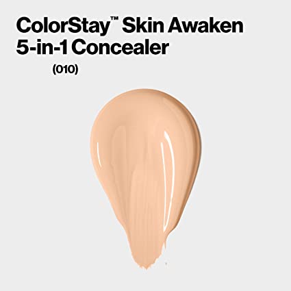 Revlon ColorStay Skin Awaken 5-in-1 Concealer, Lightweight, Creamy Longlasting Face Makeup with Caffeine & Vitamin C, For Imperfections, Dark Circles & Redness, 077 Cinnamon, 0.27 fl oz