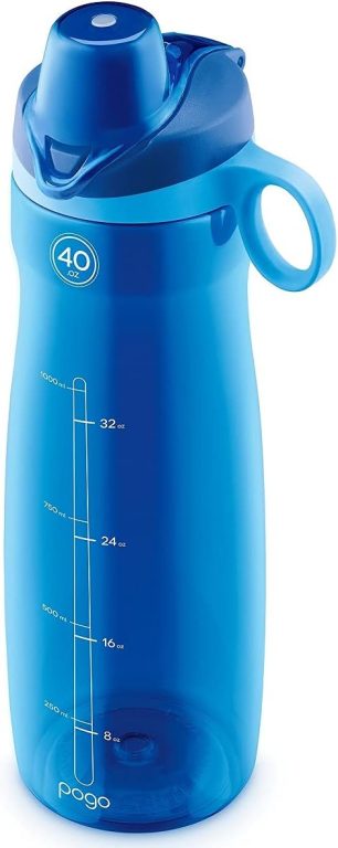 Pogo Plastic Water Bottle with Chug Lid and Carry Handle, Reusable, BPA Free, Dishwasher Safe, Perfect for Travel and Gym | 18oz, 32oz, 40oz