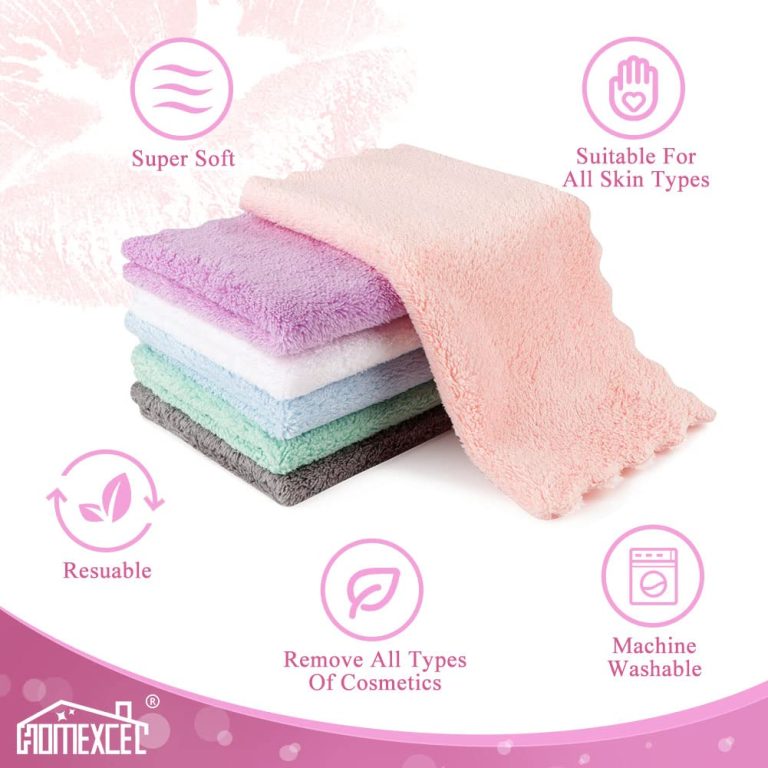 HOMEXCEL Premium Makeup Remover Cloth 24 Pack, Reusable Super Soft 7×7 Inch Facial Cleansing Cloths with Just Water, Highly Absorbent Microfiber Coral Velvet Face Towels Washcloths