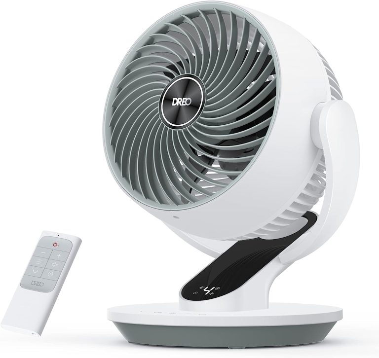 Dreo Oscillating Fan for Bedroom, 9 Inch Quiet Table Fans for Home Whole Room, 70ft Powerful Airflow, Desk Air Circulator Fan with Remote, 120° Adjustable Tilt, 4 Speeds, 8H Timer, for Office Desktop