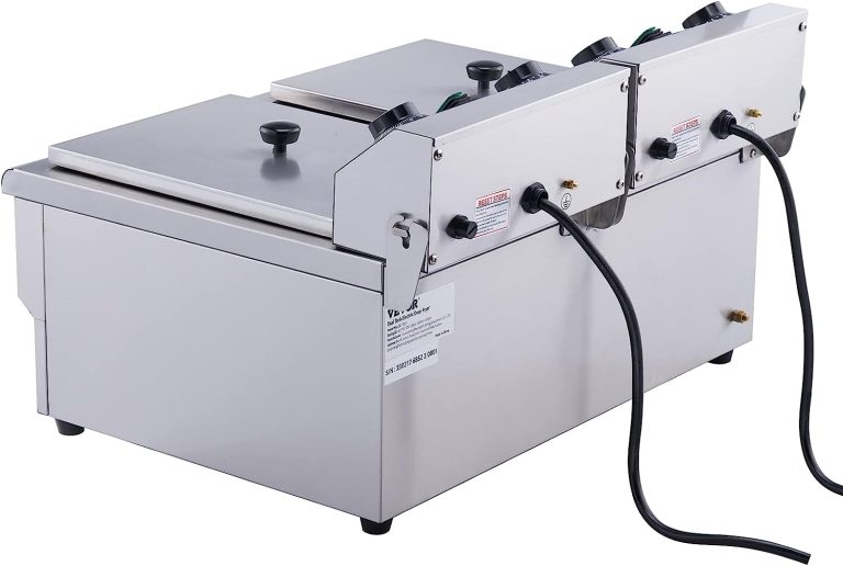 VEVOR Commercial Electric Deep Fryer, 24L 3000W w/Dual Removable Basket, Stainless Steel Electric Countertop Fryer w/Time Control and Oil Filtration, Deep Fryer for Commercial Restaurant Use, Silver