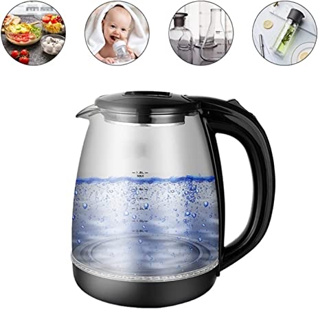 Kettle – 1800ml Portable Electric Kettle Glass Cup Tea Coffee Travel Home Boiling Water Smart Kettle Kitchen Appliances (Color : White, Size : EU)