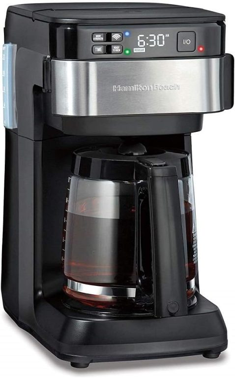 Hamilton Beach Works with Alexa Smart Coffee Maker, Programmable, 12 Cup Capacity, Black and Stainless Steel (49350) – A Certified for Humans Device