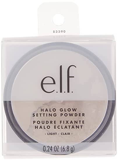 E.l.f Halo Glow Setting Powder, Silky, Weightless, Blurring, Smooths, Minimizes Pores and Fine Lines, Creates Soft Focus Effect, Light, Semi-Matte Finish, 0.24 Oz