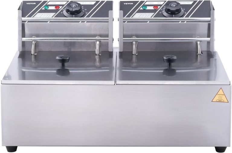 VEVOR Commercial Electric Deep Fryer, 24L 3000W w/Dual Removable Basket, Stainless Steel Electric Countertop Fryer w/Time Control and Oil Filtration, Deep Fryer for Commercial Restaurant Use, Silver