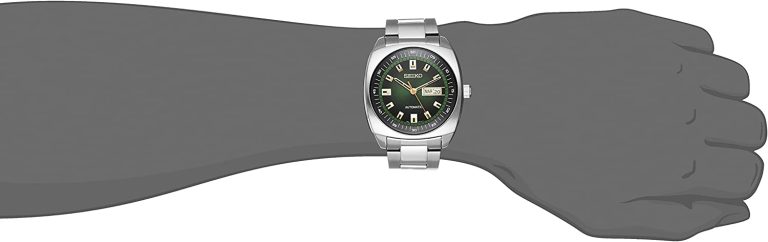 Seiko Men’s SNKM97 Analog Green Dial Automatic Silver Stainless Steel Watch