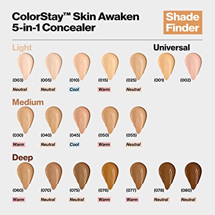 Revlon ColorStay Skin Awaken 5-in-1 Concealer, Lightweight, Creamy Longlasting Face Makeup with Caffeine & Vitamin C, For Imperfections, Dark Circles & Redness, 077 Cinnamon, 0.27 fl oz