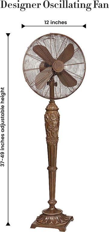 CC Home Furnishings 55″ Extravagant Royal Victorian Oscillating Indoor Standing Floor Fan