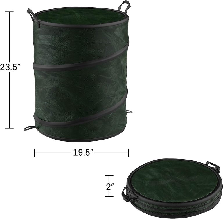 Collapsible Trash Can- Pop Up 33 Gallon Trashcan for Garbage With Zippered Lid By Wakeman Outdoors -Ideal for Camping Recycling and More (Green)