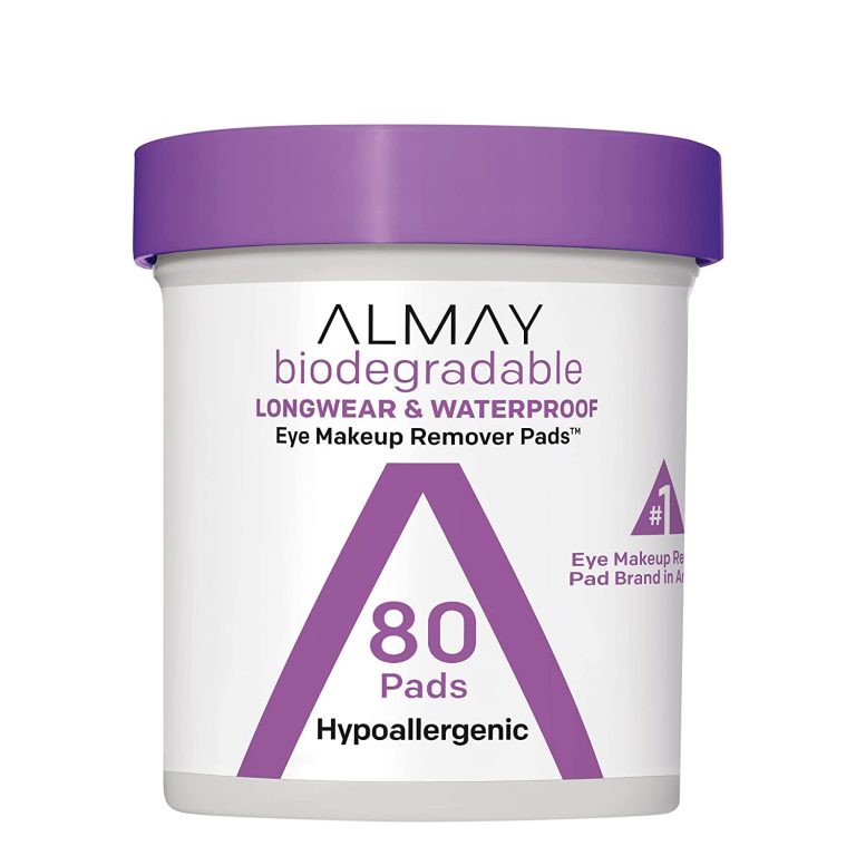 Eye Makeup Remover Pads by Almay, Biodegradable Longwear & Waterproof, Hypoallergenic, Cruelty Free-Fragrance Free Cleansing Wipes, 80 Pads (Pack of 1)