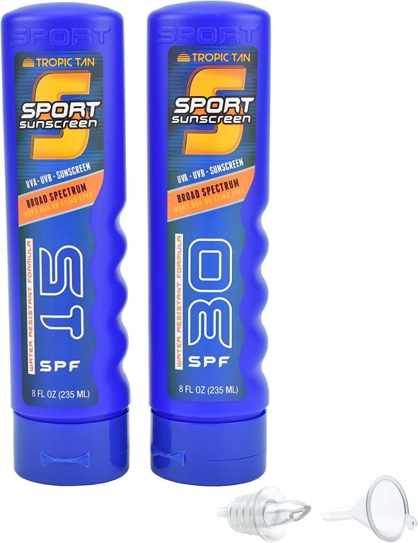 GoPong Sport Bottle Sunscreen Flask 2 Pack, Includes Funnel and Liquor Bottle Pour Spout