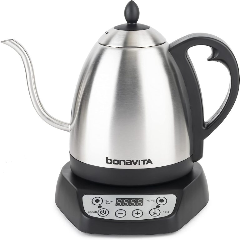 Bonavita 1L Digital Variable Temperature Gooseneck Electric Kettle for Coffee Brew and Tea Precise Pour Control, 6 Preset Temps, Café or Home Use, 1000 Watt, Stainless Steel