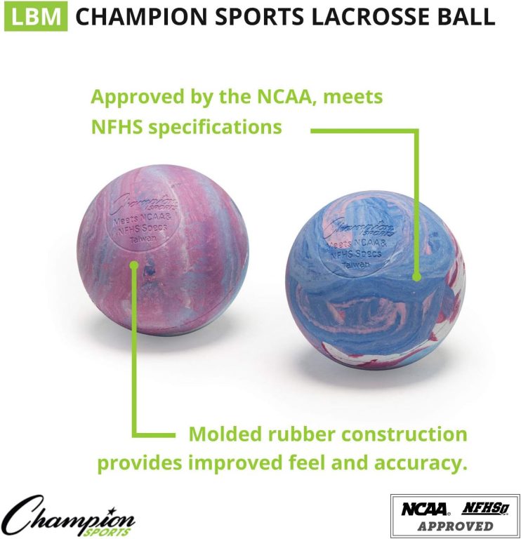 Champion Sports Official Lacrosse Balls – Multiple Colors in Packs of 1, 2, 3, 6, and 12
