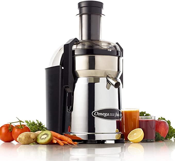 Omega Juicer MMC500C Commercial High Speed Centrifugal Extractor with Mega Mouth Wide Chute, 540-Watts, Metallic