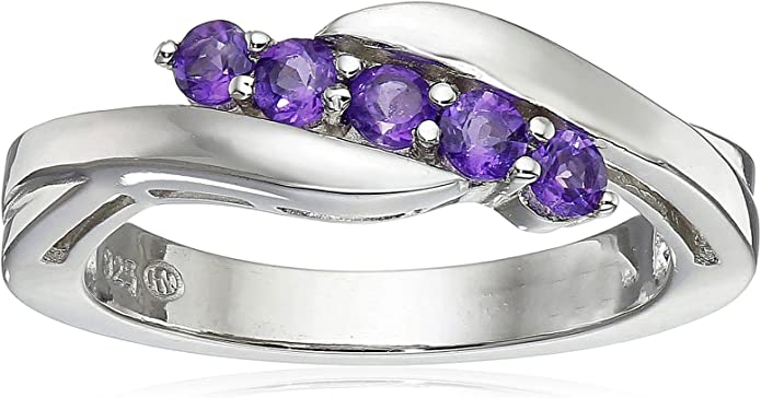 Sterling Silver Five Stone Gemstone Bypass Ring