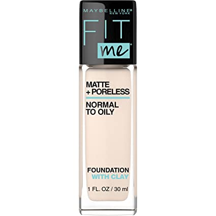 Maybelline Fit Me Matte + Poreless Liquid Oil-Free Foundation Makeup, Fair Porcelain, 1 fl; oz