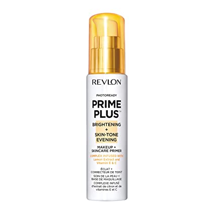 Face Primer by Revlon, PhotoReady Prime Plus Face Makeup for All Skin Types, Blurs & Fills in Fine Lines, Infused with Vitamin C and Lactic Acid, Brightening & Skin Tone Evening, 1 Oz