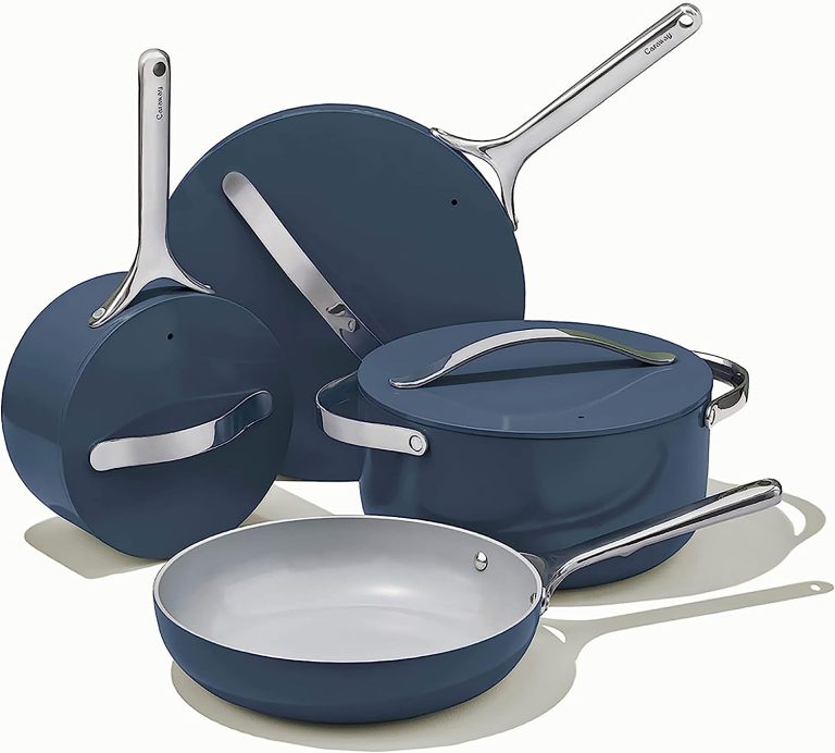 Caraway Nonstick Ceramic Cookware Set (12 Piece) Pots, Pans, Lids and Kitchen Storage – Non Toxic, PTFE & PFOA Free – Oven Safe & Compatible with All Stovetops (Gas, Electric & Induction)