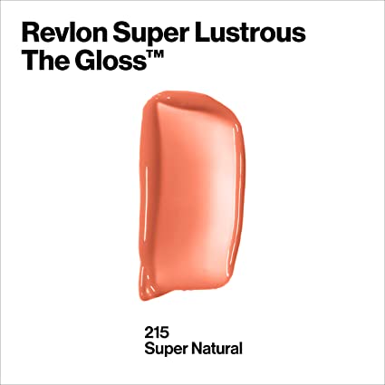 Lip Gloss by Revlon, Super Lustrous The Gloss, Non-Sticky, High Shine Finish, 215 Super Natural, 0.13 Oz