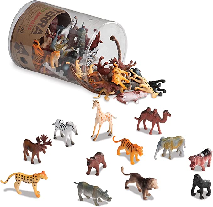 Terra by Battat – Assorted Miniature Wild Animal Toys For Kids 3+ (60 Pc) Multi, 2″