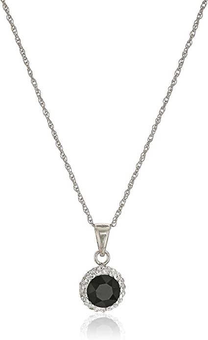 Sterling Silver Crystal Halo Pendant Necklace,18″