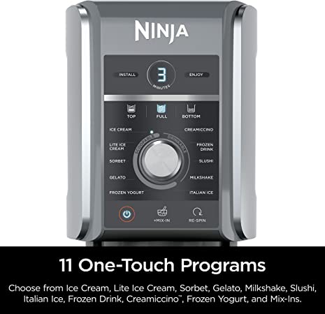 Ninja NC501 CREAMi Deluxe 11-in-1 Ice Cream & Frozen Treat Maker for Ice Cream, Sorbet, Milkshakes, Frozen Drinks & More, 11 Programs, with 2 XL Family Size Pint Containers, Perfect for Kids, Silver