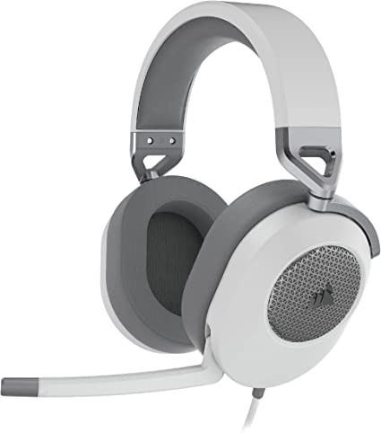 Corsair HS65 Surround Gaming Headset (Leatherette Memory Foam Ear Pads, Dolby Audio 7.1 Surround Sound On PC And Mac, SonarWorks SoundID Technology, Multi-Platform Compatibility) White