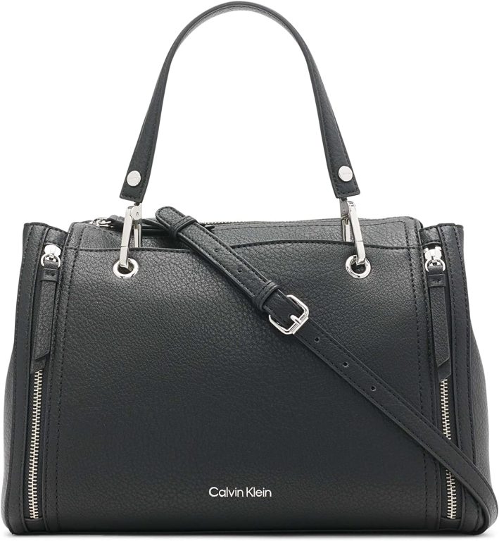 Calvin Klein Reyna Novelty Satchel, Caramel Combo, One Size