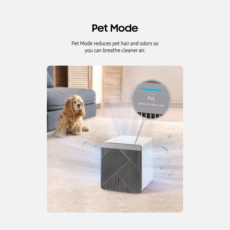 SAMSUNG BESPOKE Cube Air Purifier, Odor Eliminator, Home System w/ HEPA Filtration, 360 Degree Purification, Pet Mode, Smart Control, Traps Dust, AX350A9350N