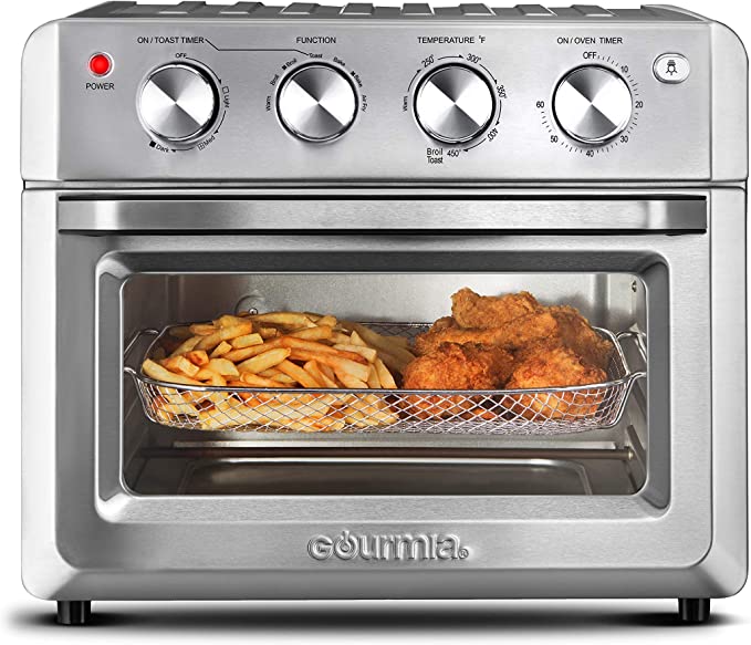 Gourmia Toaster Oven Air Fryer Combo 7-in-1 cooking functions 1550 watt air fryer oven 19.8L capacity air fryer accessories included convection toaster oven rack, air fryer basket GTF7580