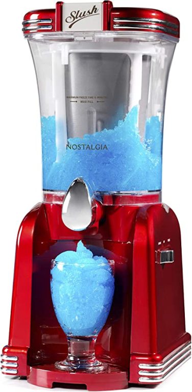 Nostalgia Classic Frozen Drink Maker 32-Ounce Slushie Machine for Home, Retro Red