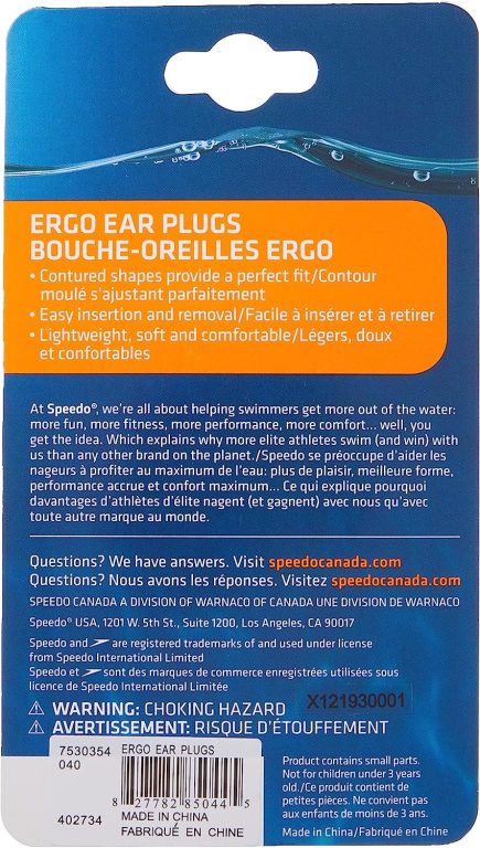 Speedo Unisex-Adult Swim Training Ergo Ear Plugs Silver