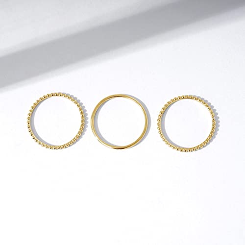 Amazon Essentials 14K Gold or Rhodium Plated Sterling Silver Stacking Ring Set of 3