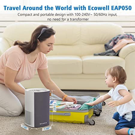 ECOWELL Air Purifiers for Bedroom, Desktop Air Purifier for Home large Room up to 215 sq.ft, H13 True HEPA Filter with Sleep Mode, Ozone Free, Removing 99.97% of Smoke, Dust, Odors, Pet Dander, EPA050