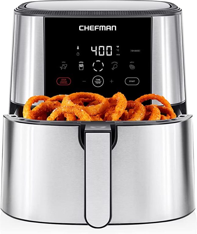 Chefman TurboTouch Air Fryer, The Most Compact And Healthy Way To Cook Oil-Free, One-Touch Digital Controls And Shake Reminder For The Perfect Crispy And Low-Calorie Finish