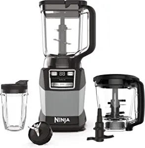 Ninja AMZ493BRN Compact Kitchen System, 1200W, 3 Functions for Smoothies, Dough & Frozen Drinks with Auto-IQ, 72-oz.* Blender Pitcher, 40-oz. Processor Bowl & 18-oz. Single-Serve Cup, Grey