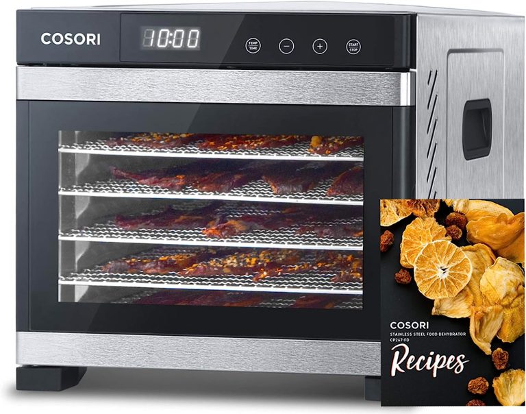 COSORI Food Dehydrator for Jerky, Large Drying Space with 6.48ft², 600W Dryer Machine, 6 Stainless Steel Trays, 48H Timer, 165°F Temperature Control, for Fruit, Meat, Dog Treats, Herbs, and Yogurt