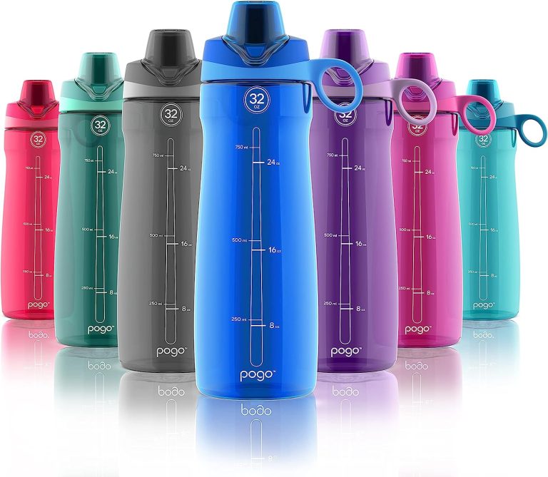 Pogo Plastic Water Bottle with Chug Lid and Carry Handle, Reusable, BPA Free, Dishwasher Safe, Perfect for Travel and Gym | 18oz, 32oz, 40oz