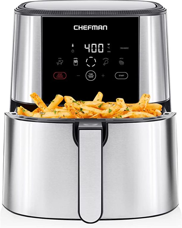 Chefman TurboTouch Air Fryer, The Most Compact And Healthy Way To Cook Oil-Free, One-Touch Digital Controls And Shake Reminder For The Perfect Crispy And Low-Calorie Finish