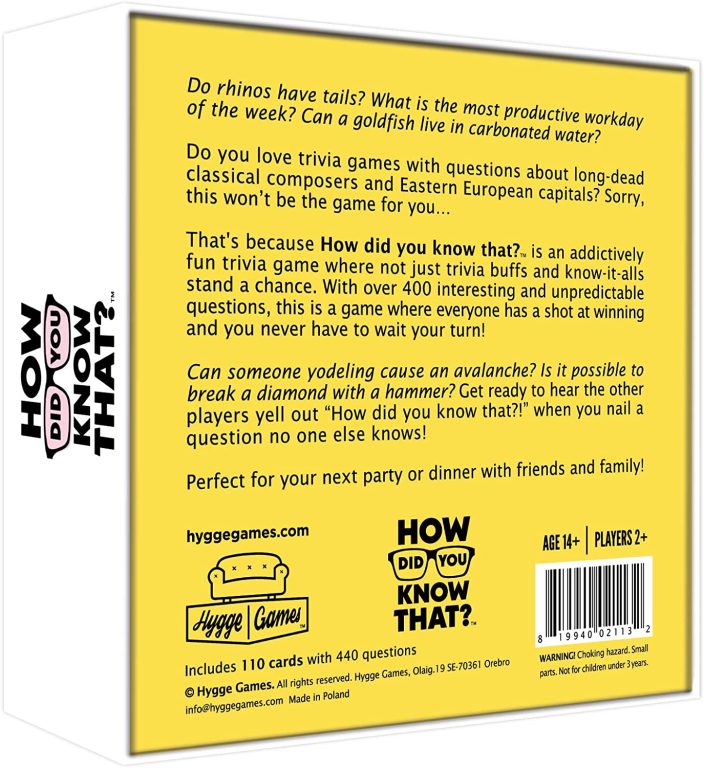 Hygge Games How did You Know That? – Trivia Party Game, White