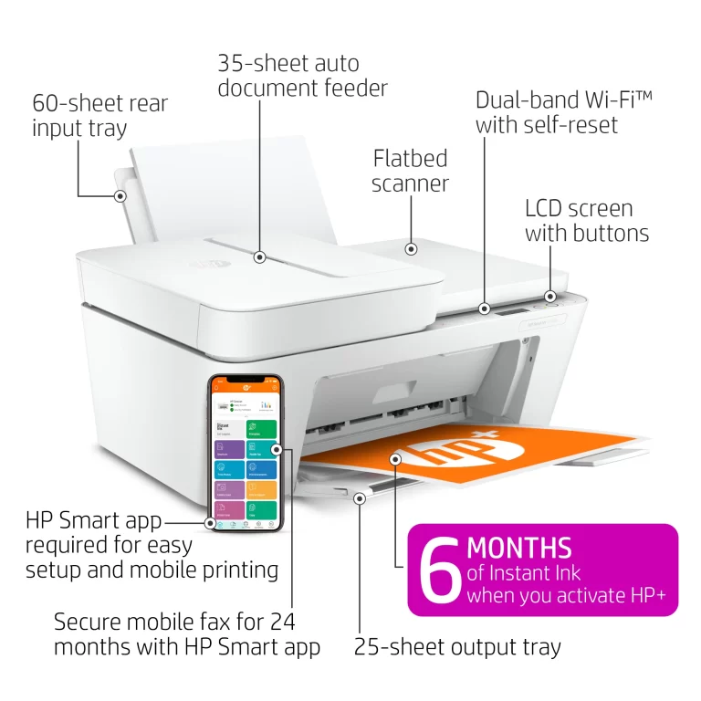 HP DeskJet 4152e All-in-One Color Inkjet Printer, Wireless connectivity – 6 Months Free Instant Ink with HP+