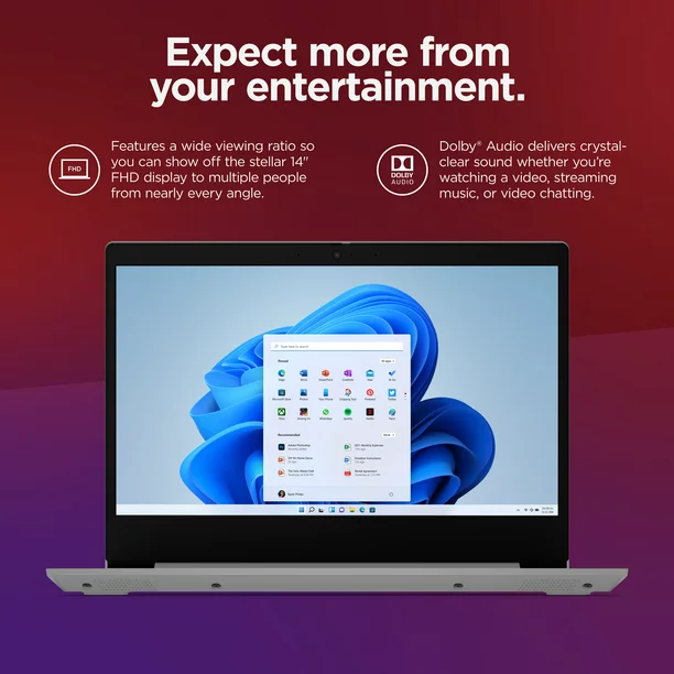 Lenovo Ideapad 3i 14″ FHD Laptop, Intel Core i3-1115G4, 4GB, 128GB SSD, Windows 11 in S Mode, Platinum Grey, 81X700FGUS