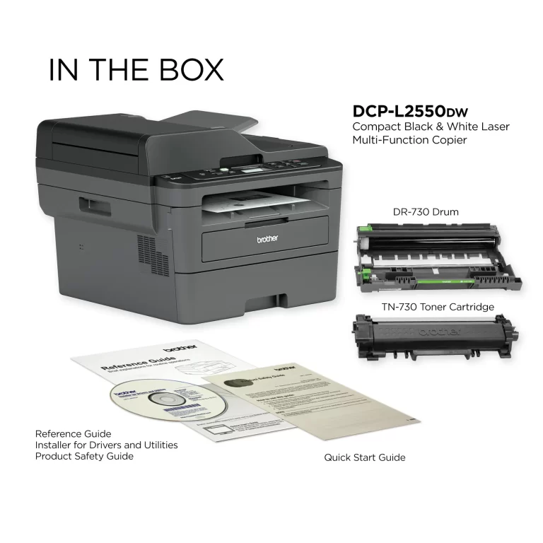 Brother DCP-L2550DW Monochrome Laser All-In-One Printer, Wireless Networking, Duplex Printing