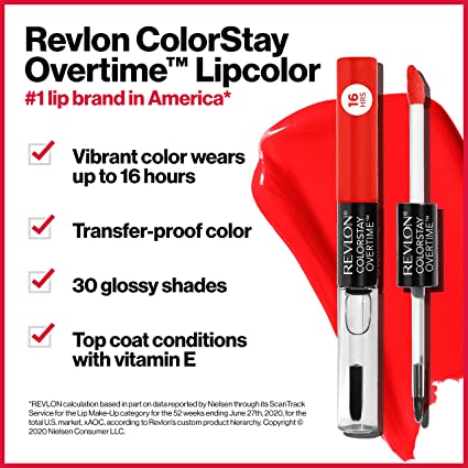 Liquid Lipstick with Clear Lip Gloss by Revlon, ColorStay Face Makeup, Overtime Lipcolor, Dual Ended with Vitamin E in Nude, Bare Maximum (350), 0.07 Oz