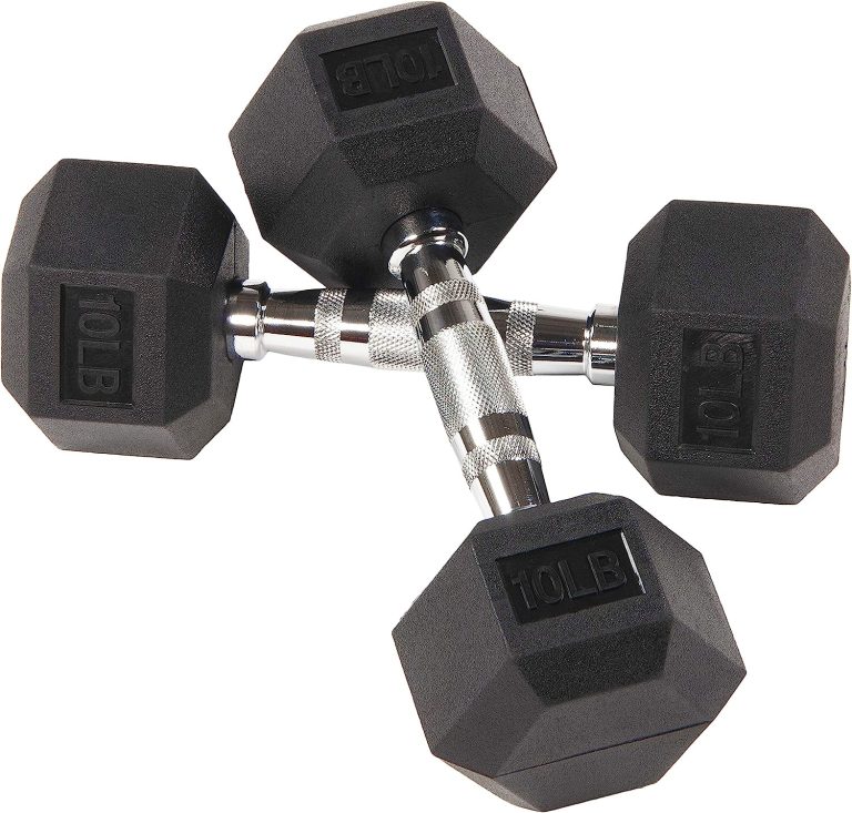 Balancefrom Rubber Encased Hex Dumbbell in Pairs